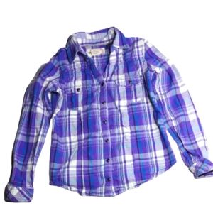 OP Purple Plaid Snap Top Sz Medium